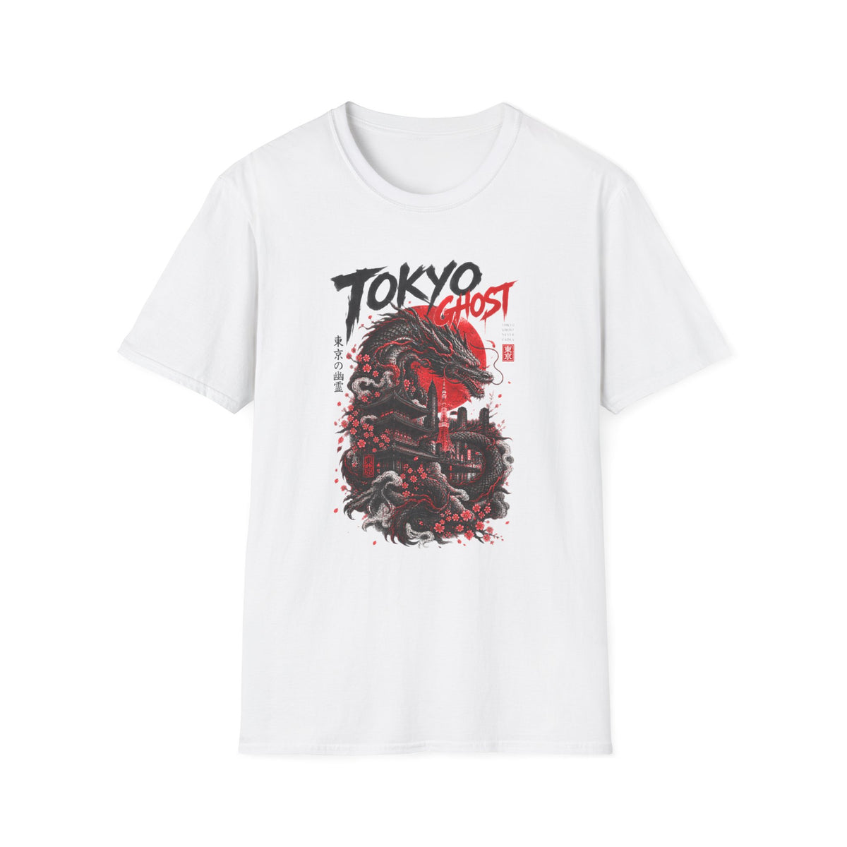 Tokyo Ghost T-Shirt Weiß — Kaiju Drache Graphic Tee Japanese Streetwear Geschenk