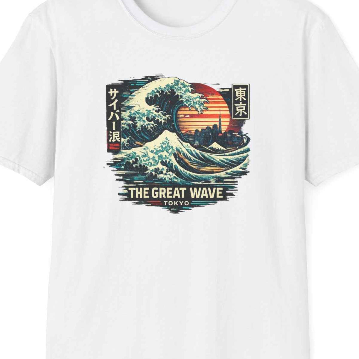 White Great Wave Tokyo T-Shirt – Design Nahaufnahme