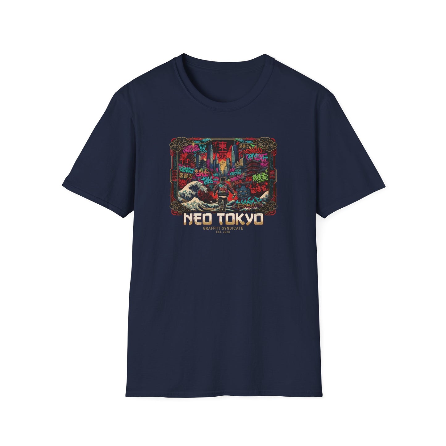 Tokyo Graffiti T-Shirt Navy — Streetwear Vorderansicht