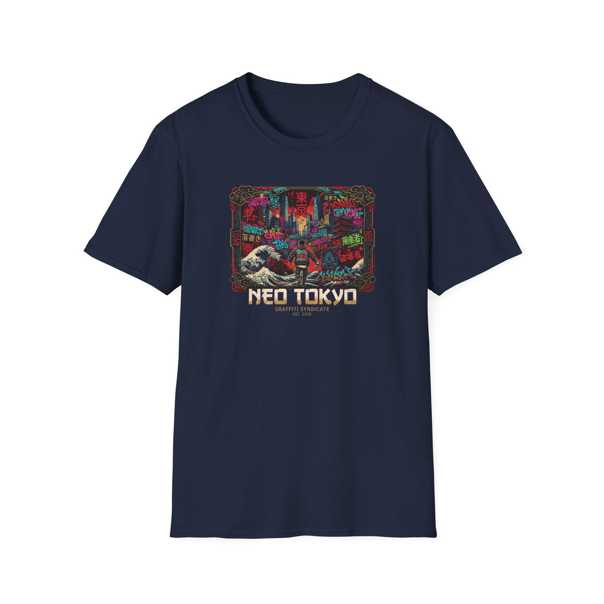 Tokyo Graffiti T-Shirt Navy — Streetwear Vorderansicht