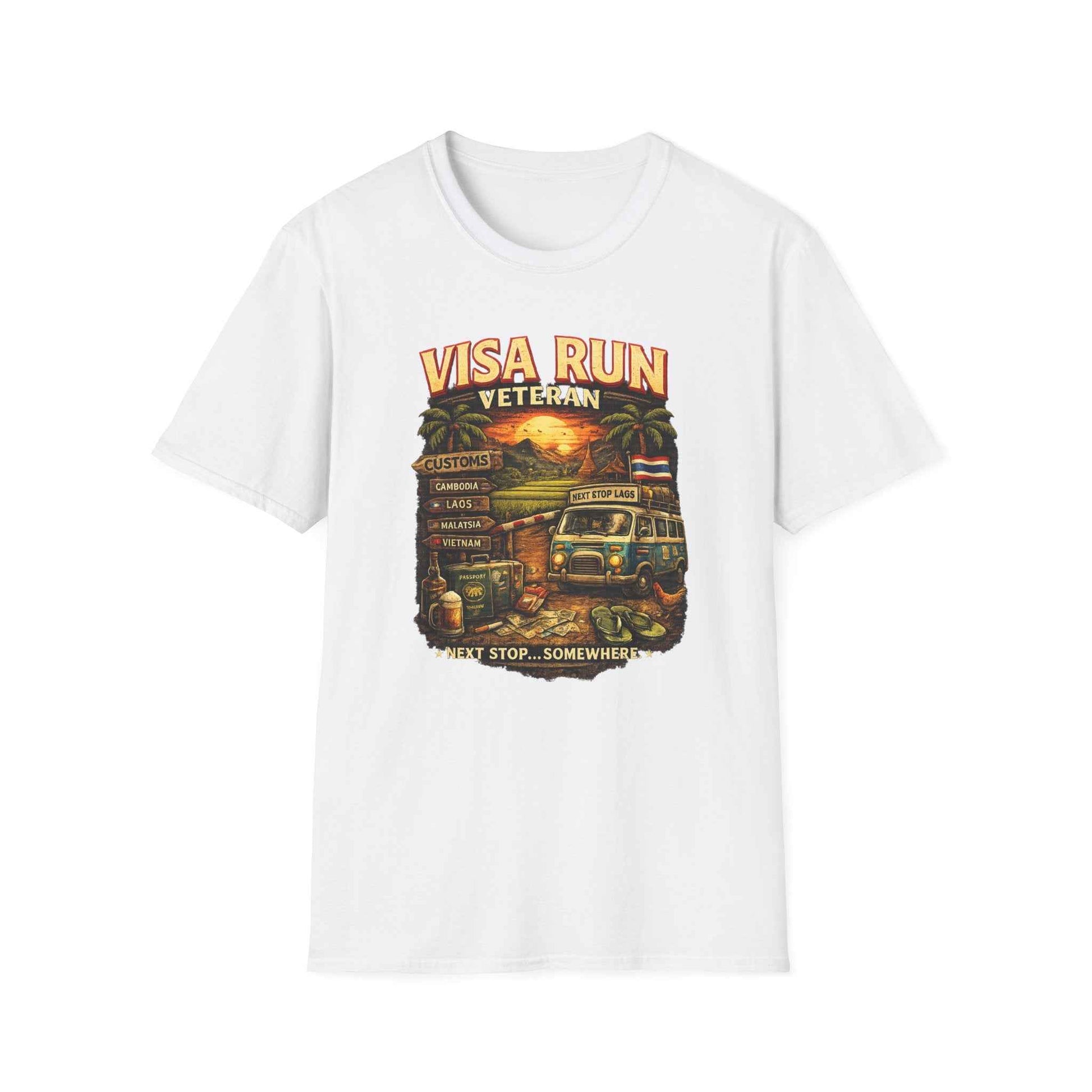Visa Run Veteran T-Shirt weiß Funny Southeast Asia Travel Graphic Tee Expat Geschenk