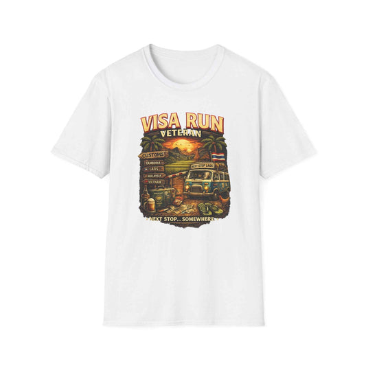 Visa Run Veteran T-Shirt weiß Funny Southeast Asia Travel Graphic Tee Expat Geschenk