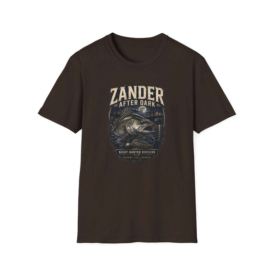 Zander After Dark T-Shirt Dark Chocolate — Nachtangler Vorderansicht