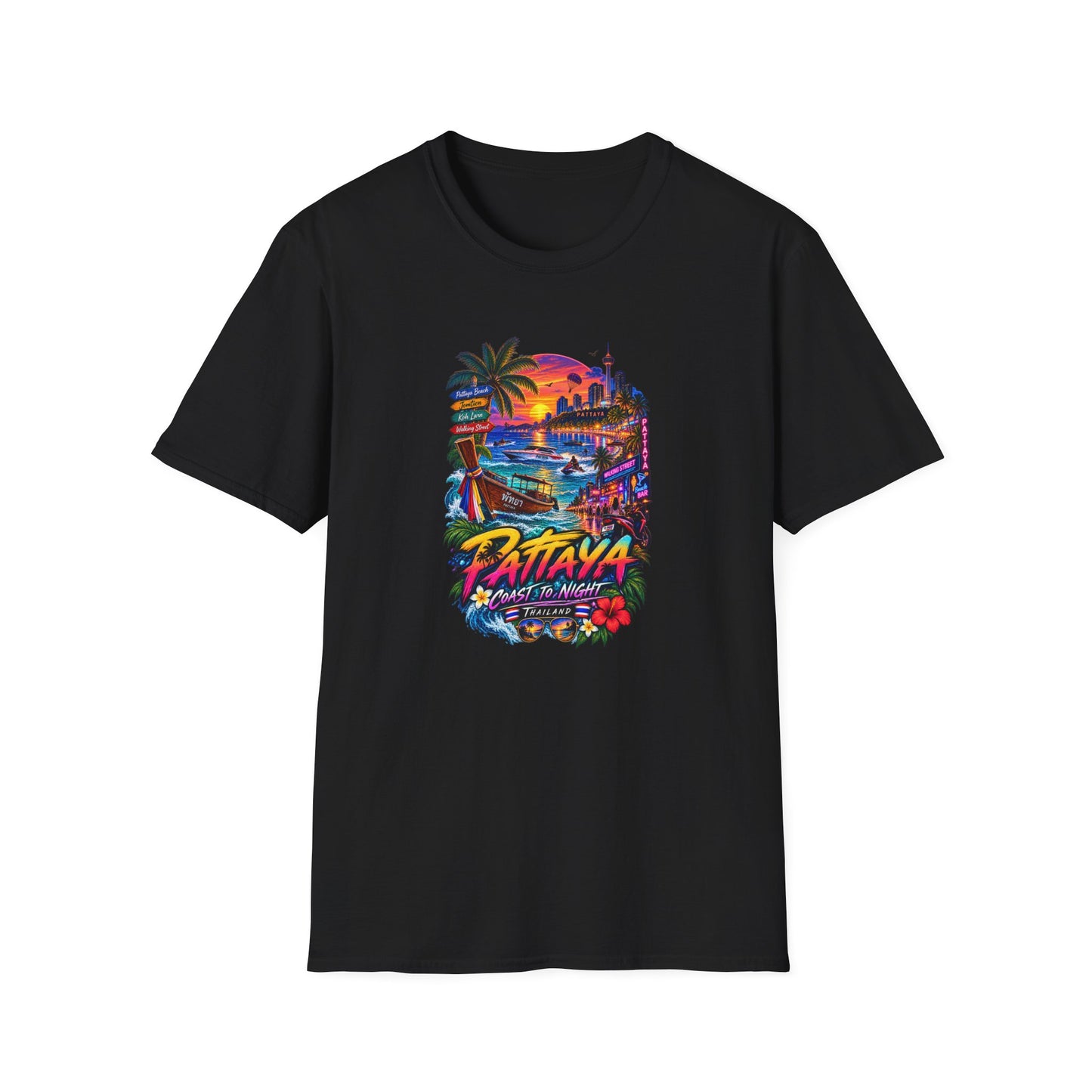 Pattaya Coast to Night T-Shirt Dark Heather — Streetwear Vorderansicht