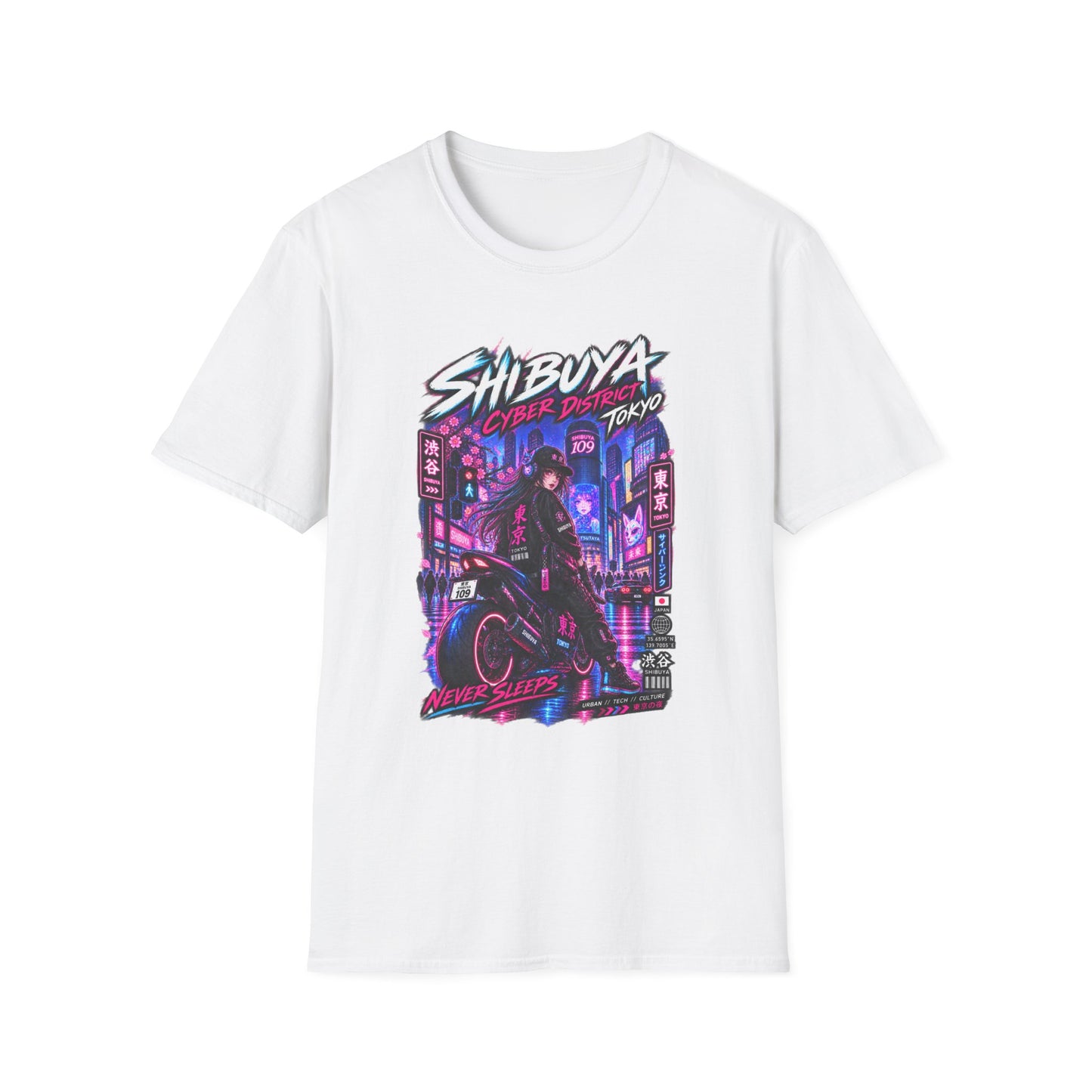 Shibuya Cyber District T-Shirt Dark Chocolate – Cyberpunk Tokyo Graphic Tee Geschenk