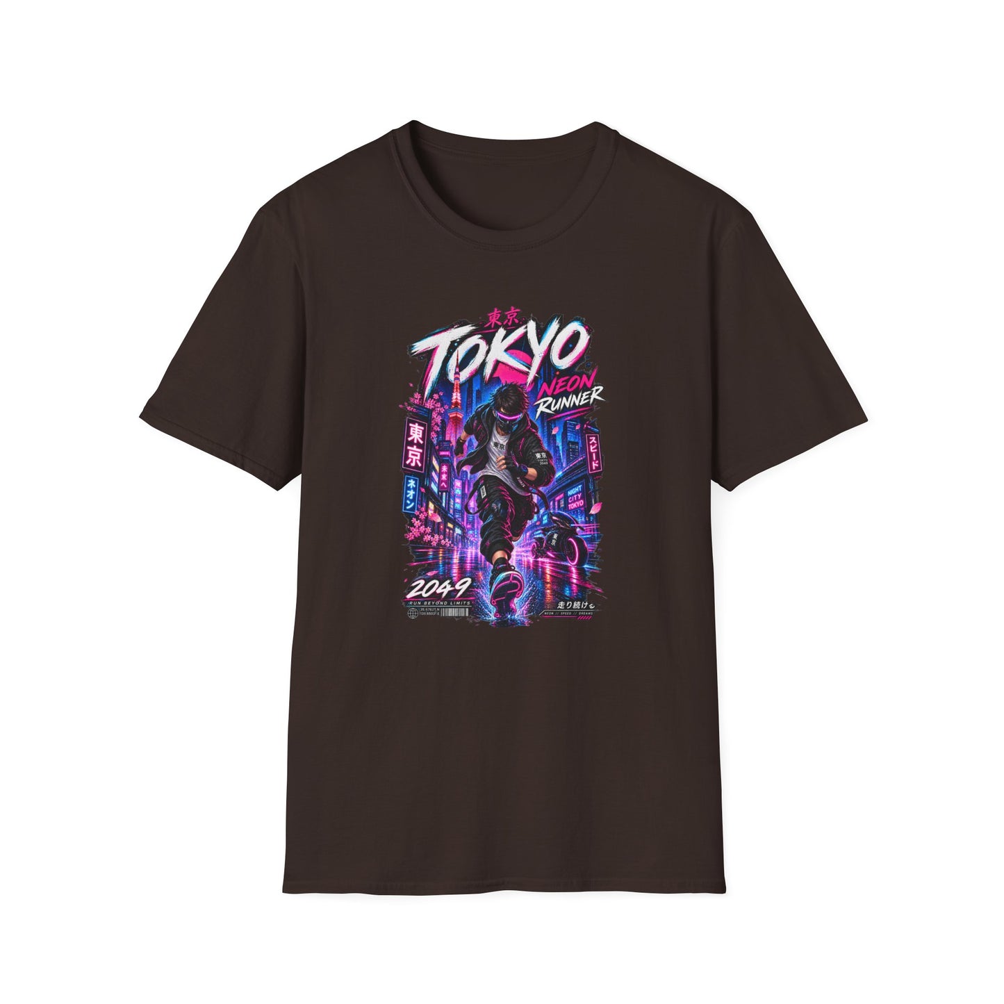 Tokyo Neon Runner T-Shirt Dark Chocolate – Japanese Streetwear Vorderansicht