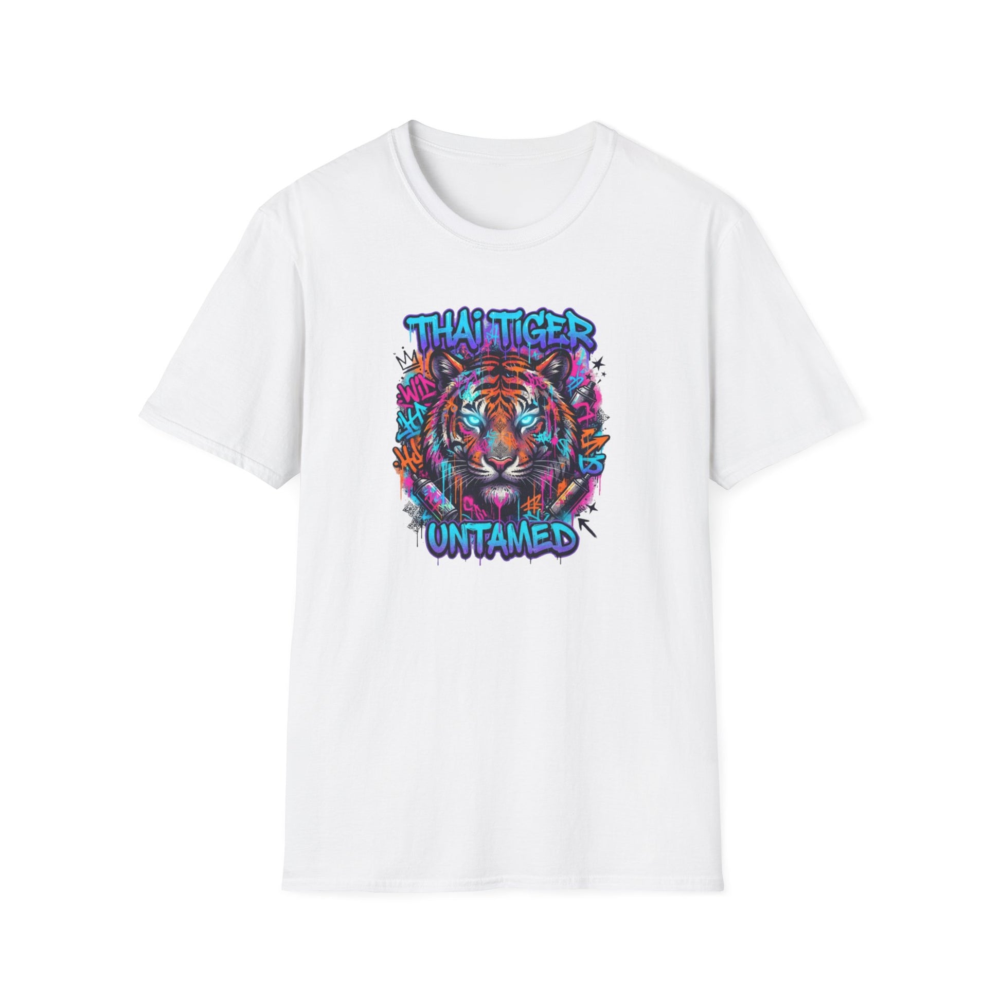 Thai Tiger Untamed T-Shirt weiß — Neon Tiger Streetwear Vorderansicht
