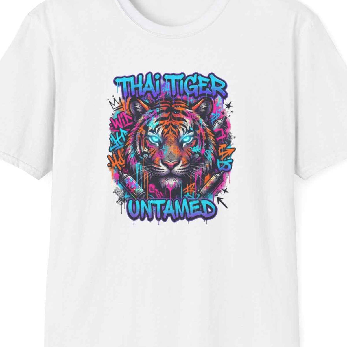 White Thai Tiger Untamed T-Shirt – Design Nahaufnahme