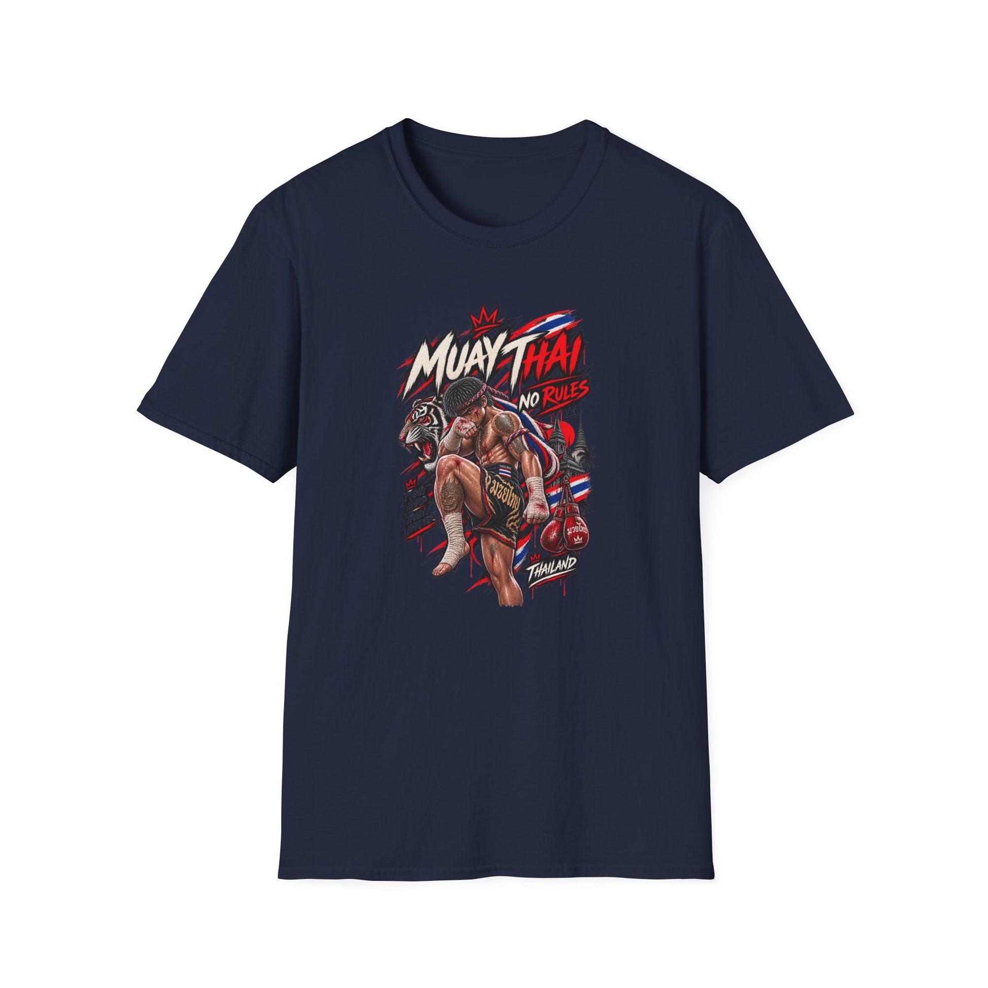 Muay Thai No Rules T-Shirt Navy - Thailand Streetwear Vorderansicht