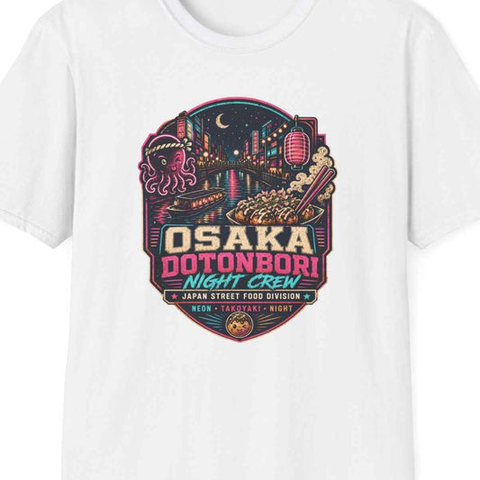 Osaka Dotonbori T-Shirt weiß Japan Street Food Graphic Tee Geschenk – Design Nahaufnahme