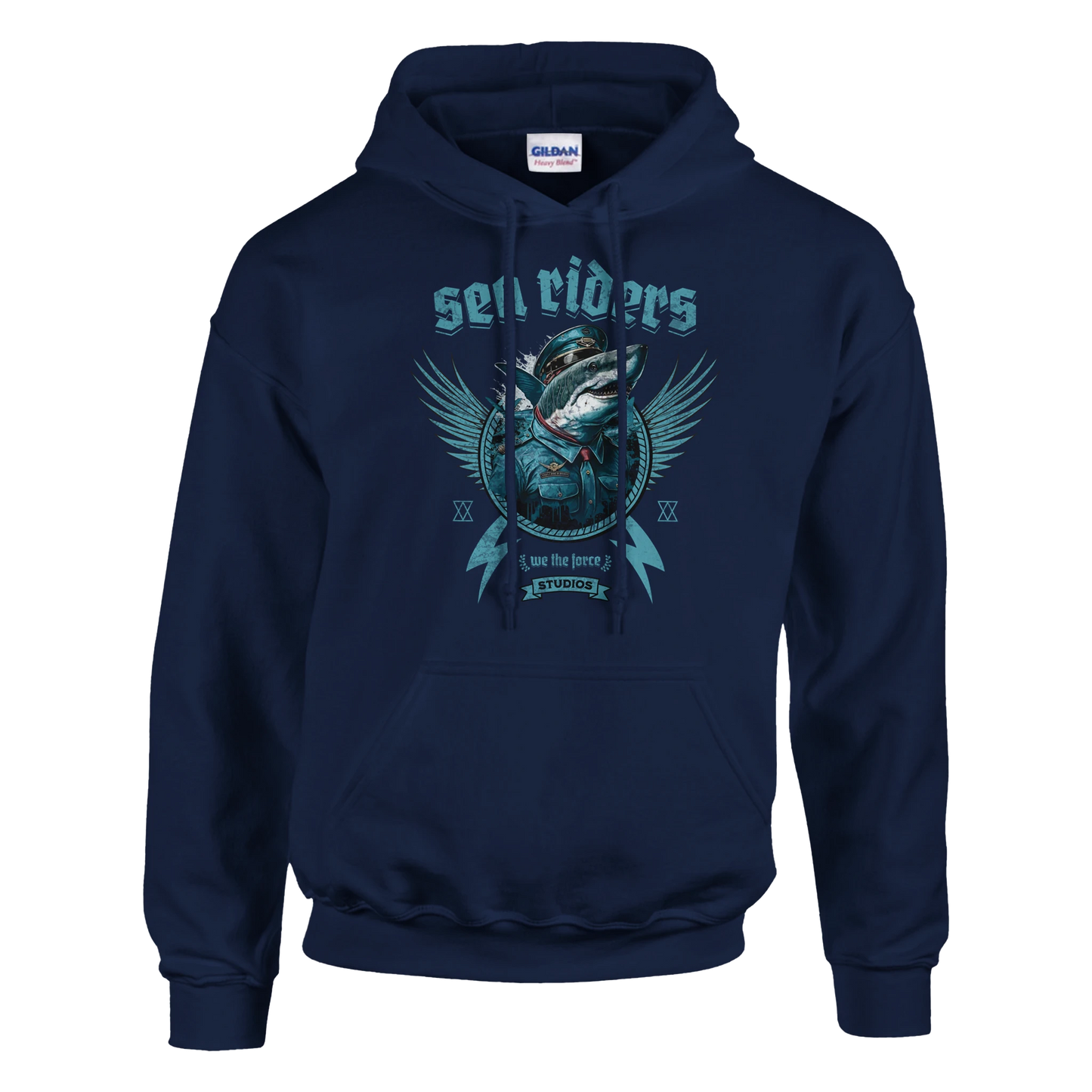 Sea Riders Hoodie – Wikinger Angler Hoodie, klassischer Unisex Hoodie Gildan 18500 mit nordischem Fischdesign von Wild Boys Shop