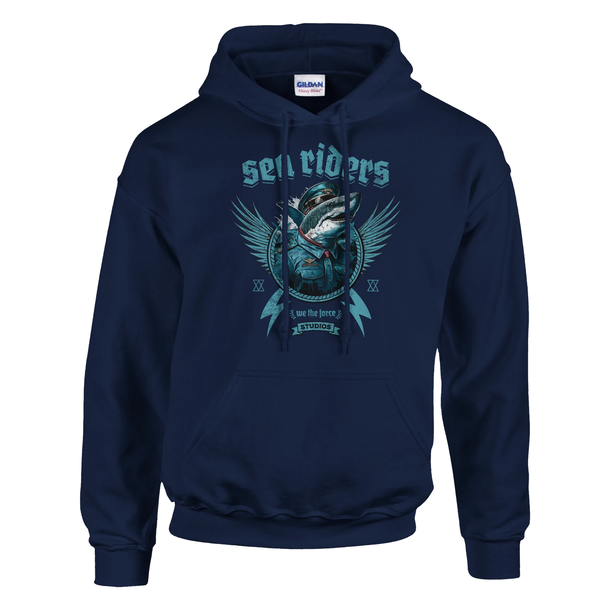 Sea Riders Hoodie – Wikinger Angler Hoodie, klassischer Unisex Hoodie Gildan 18500 mit nordischem Fischdesign von Wild Boys Shop