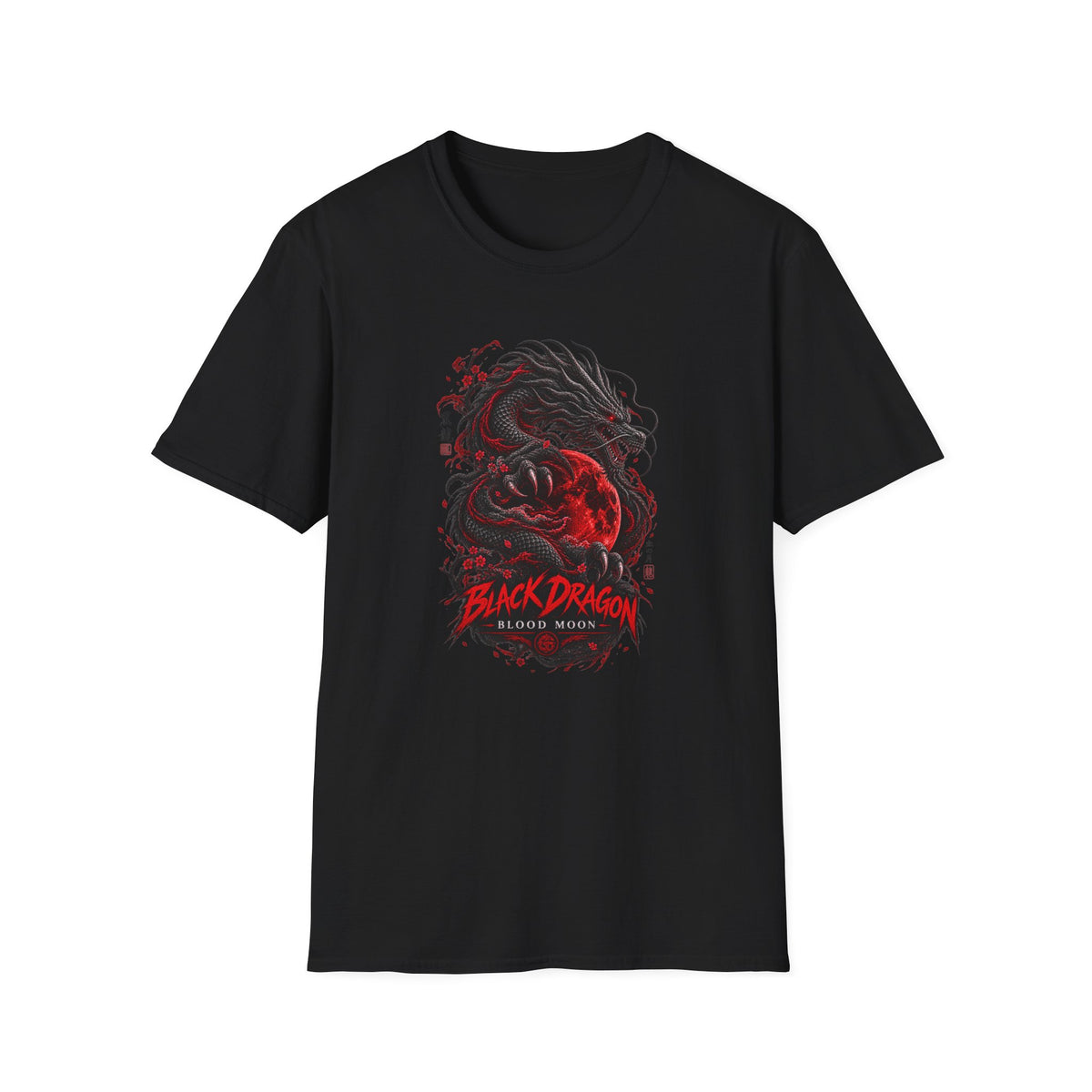 Blood Moon Dragon T-Shirt schwarz — Japanese Streetwear Vorderansicht