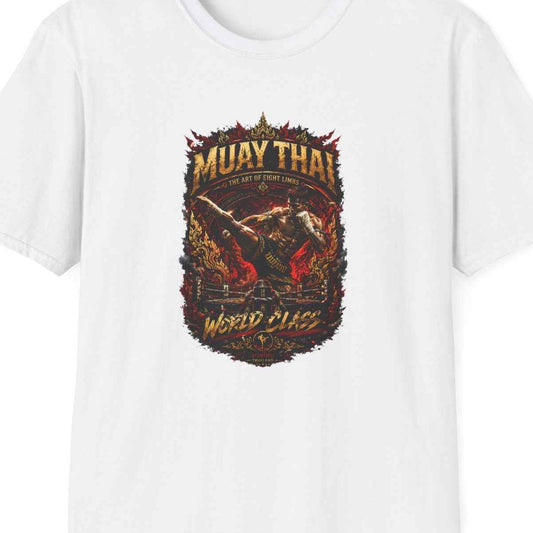 White Muay Thai World Class T-Shirt – Design Nahaufnahme