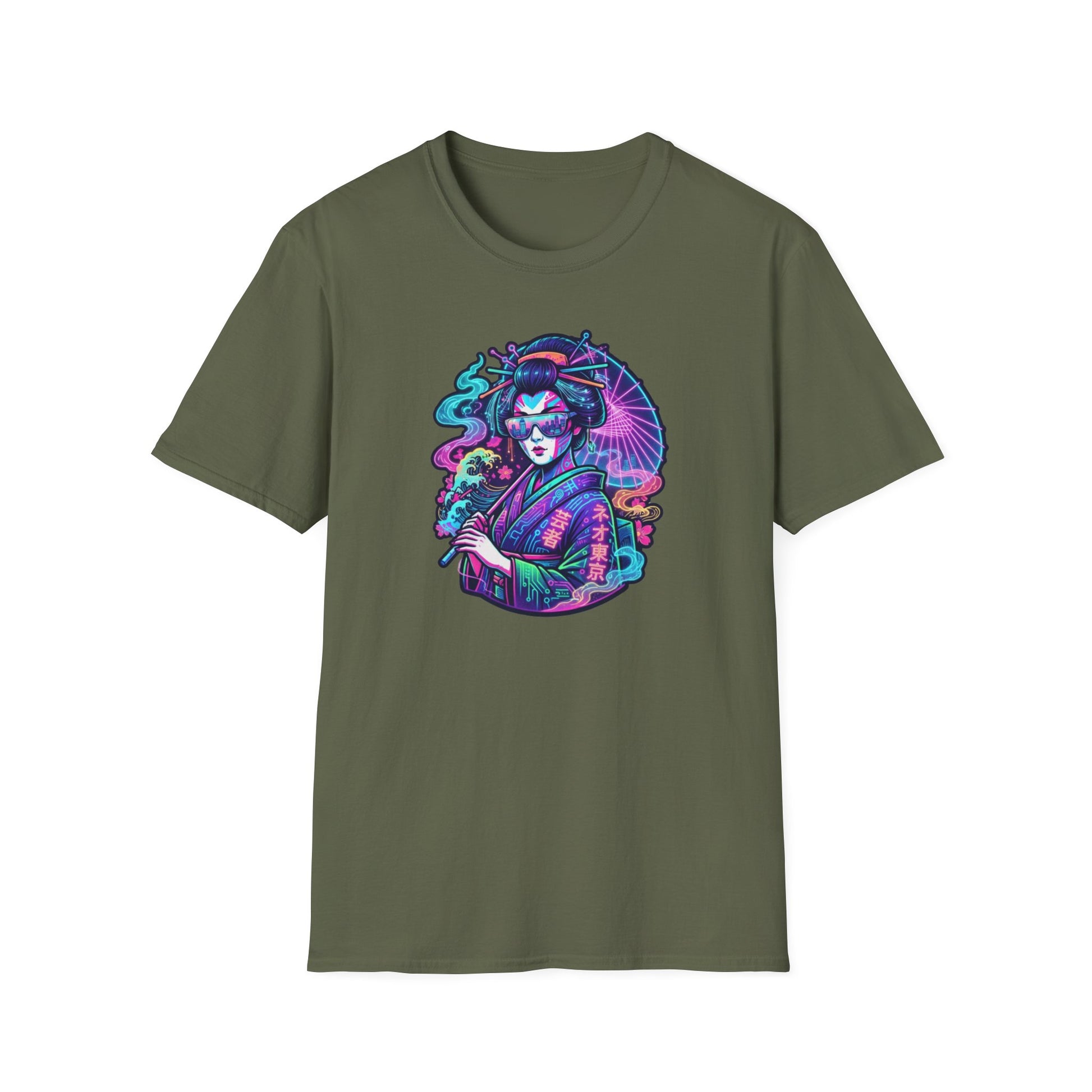 Neon Geisha T-Shirt Weiss - Japanese Streetwear Unisex