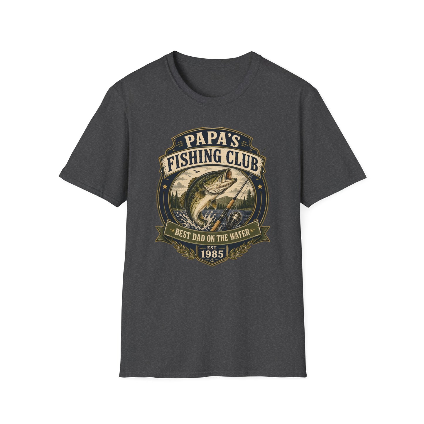 Papa's Fishing Club T-Shirt schwarz Model Rückansicht