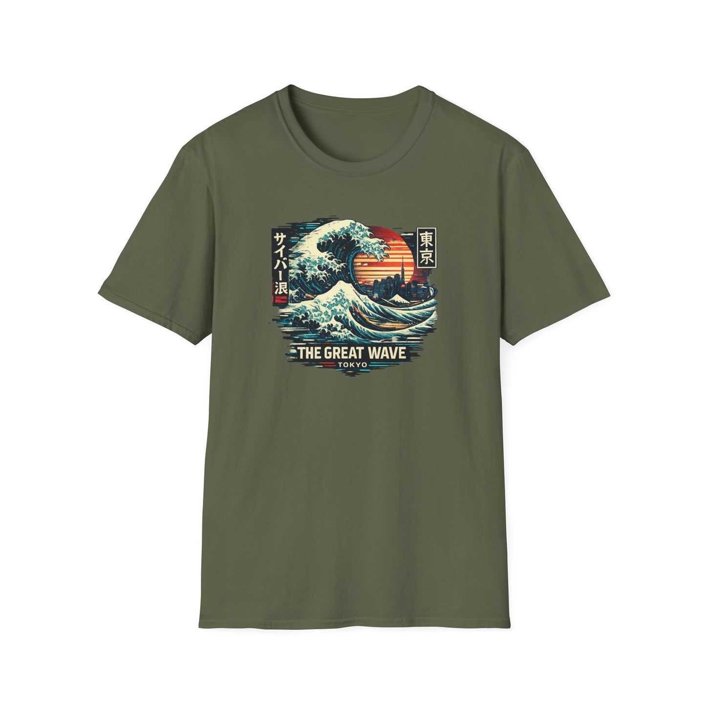 Great Wave Tokyo T-Shirt Rueckansicht — Cyberpunk Tokyo Streetwear