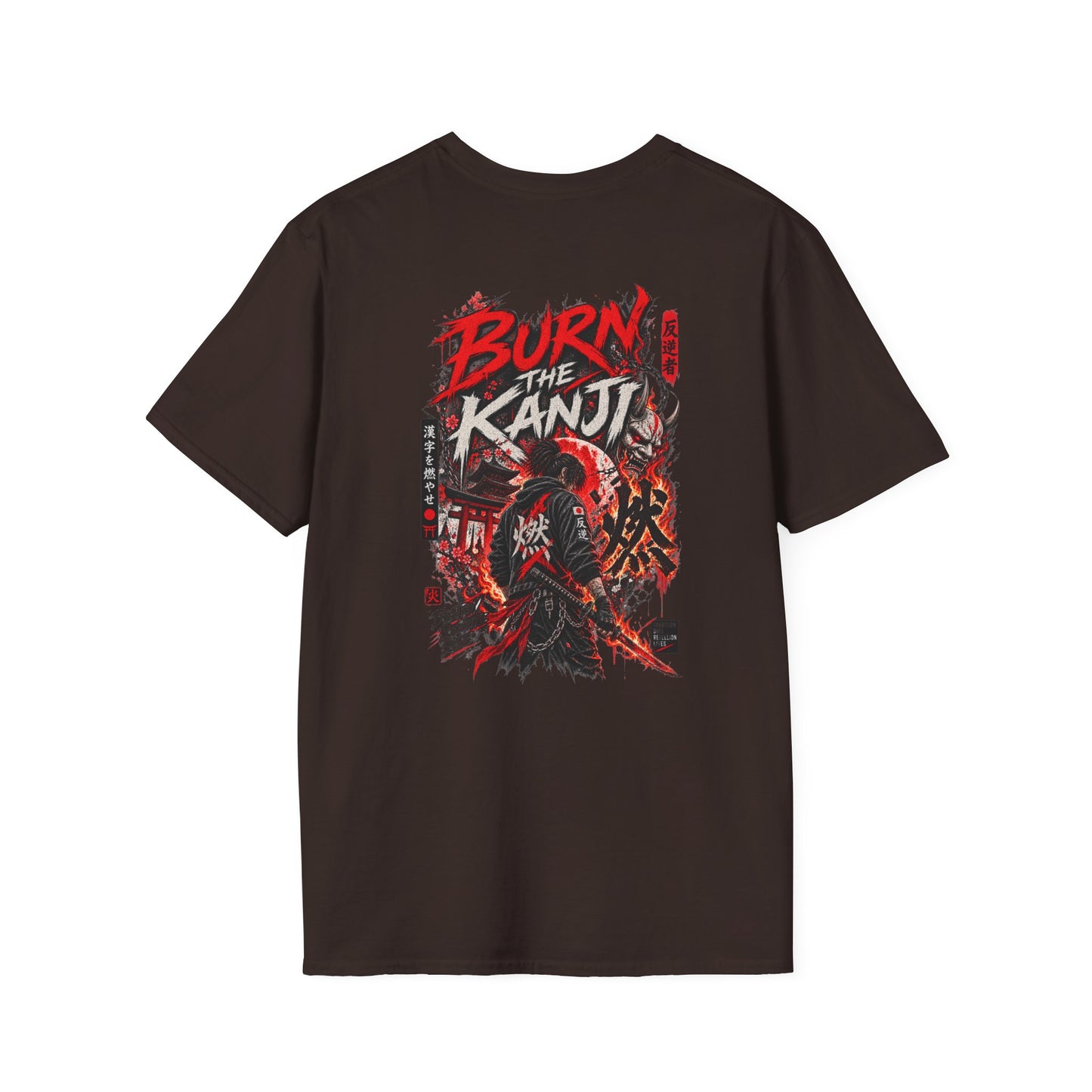 Burn The Kanji T-Shirt Dark Chocolate — Samurai Streetwear Rueckansicht