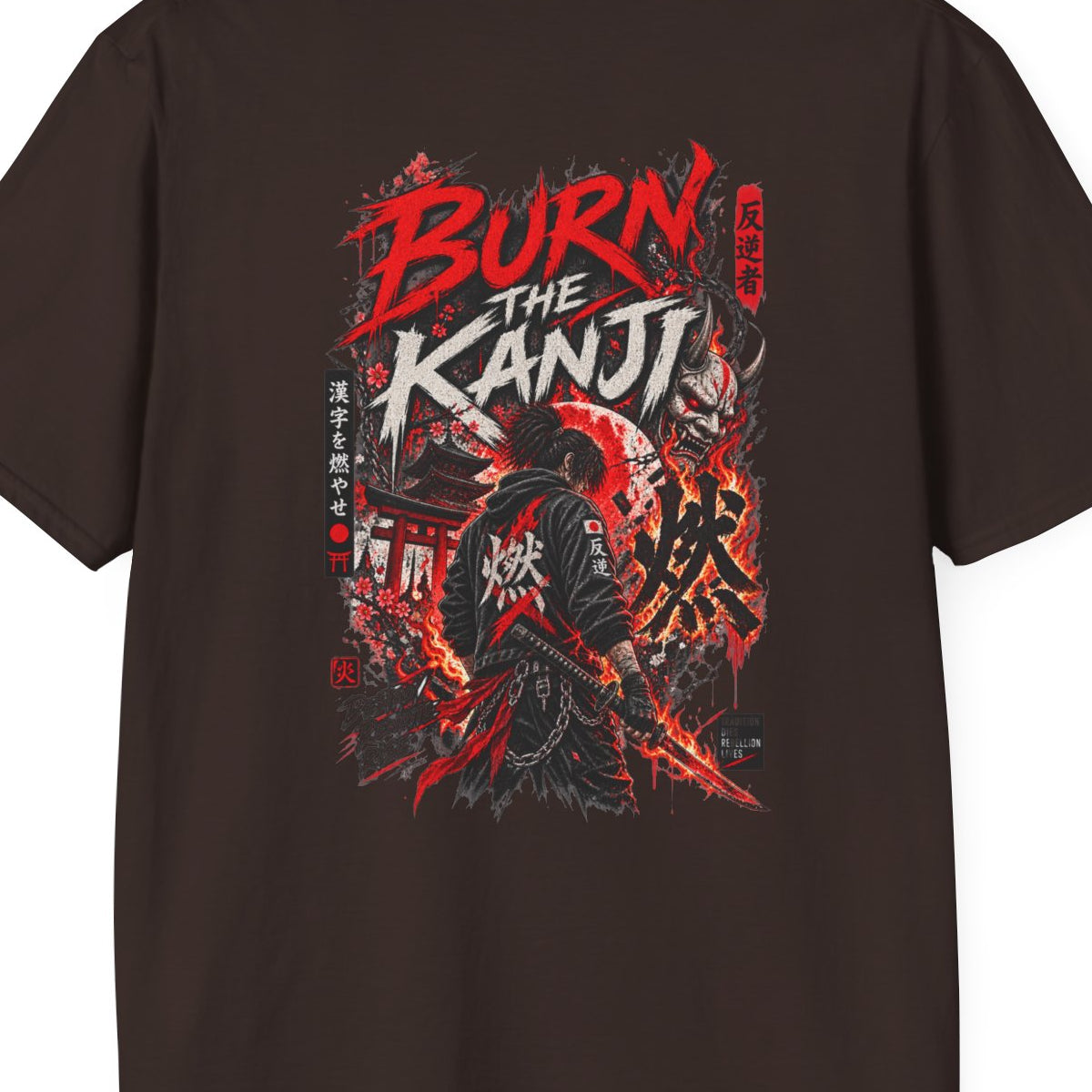 Dark Chocolate Burn The Kanji T-Shirt – Design Nahaufnahme