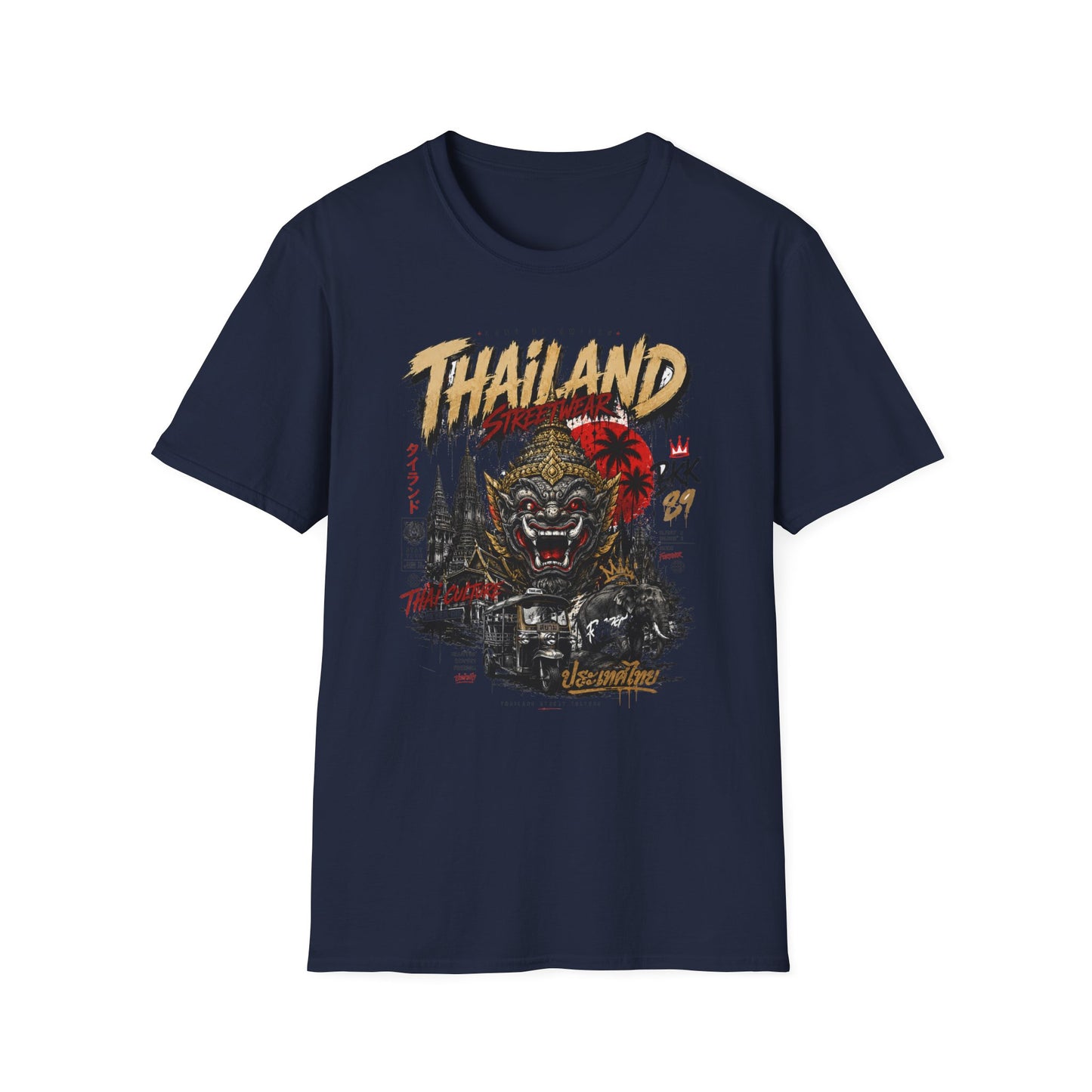 Thailand Streetwear T-Shirt navy — Asian Streetwear Yaksha Maske Unisex