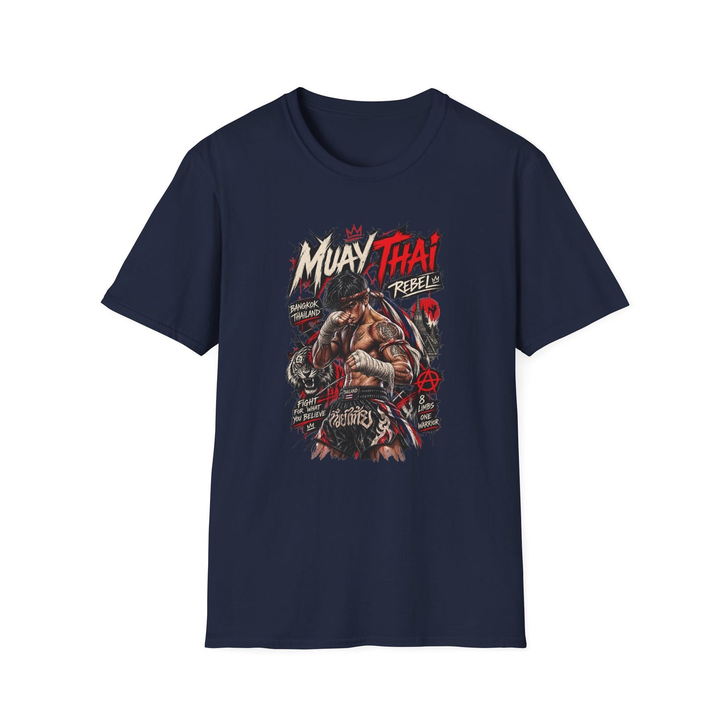 Muay Thai Rebel T-Shirt Military Green Fighter Streetwear Unisex