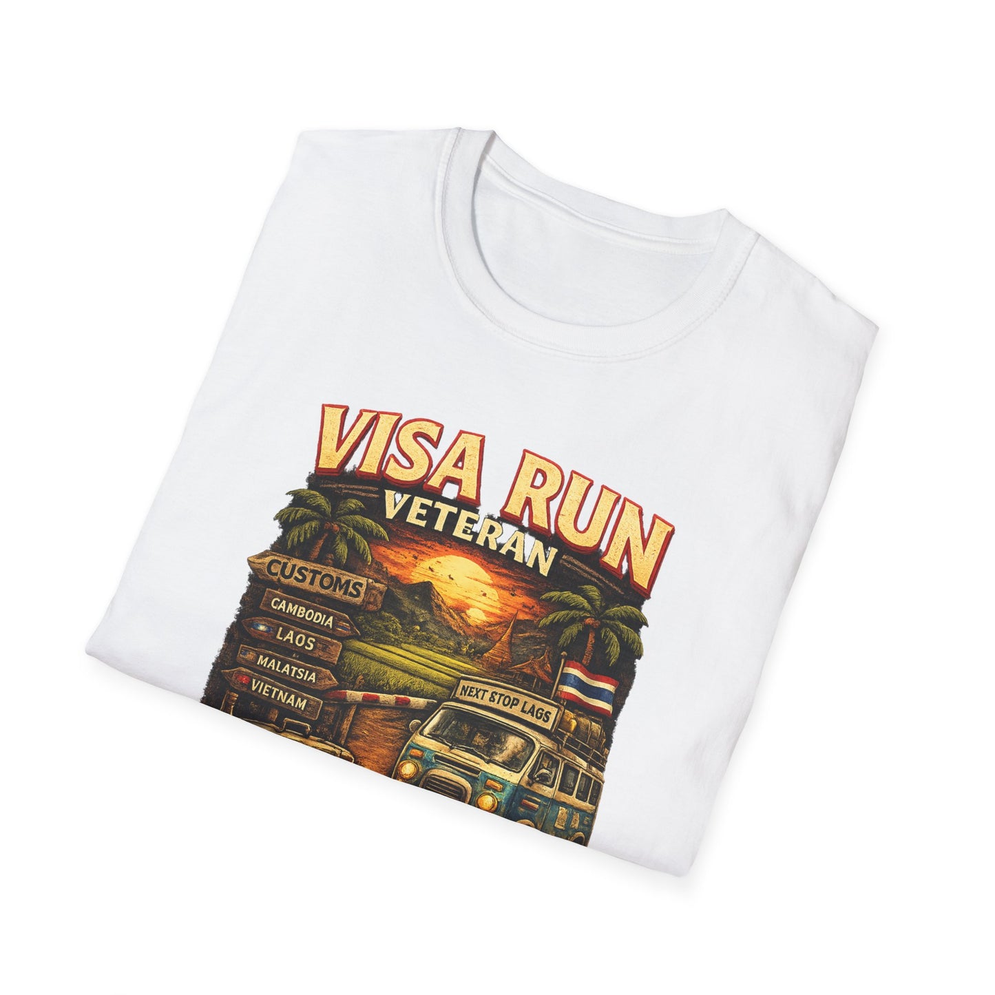 Visa Run Veteran Designdetail Vintage Travel Van Customs Schilder Artwork Nahaufnahme