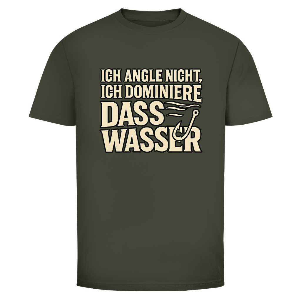 Angelshirt „Ich angle nicht, ich dominiere das Wasser“ – Fun T-Shirt für Angler & Wild Boys | Geschenk für Fischer - Wild Boys Shop