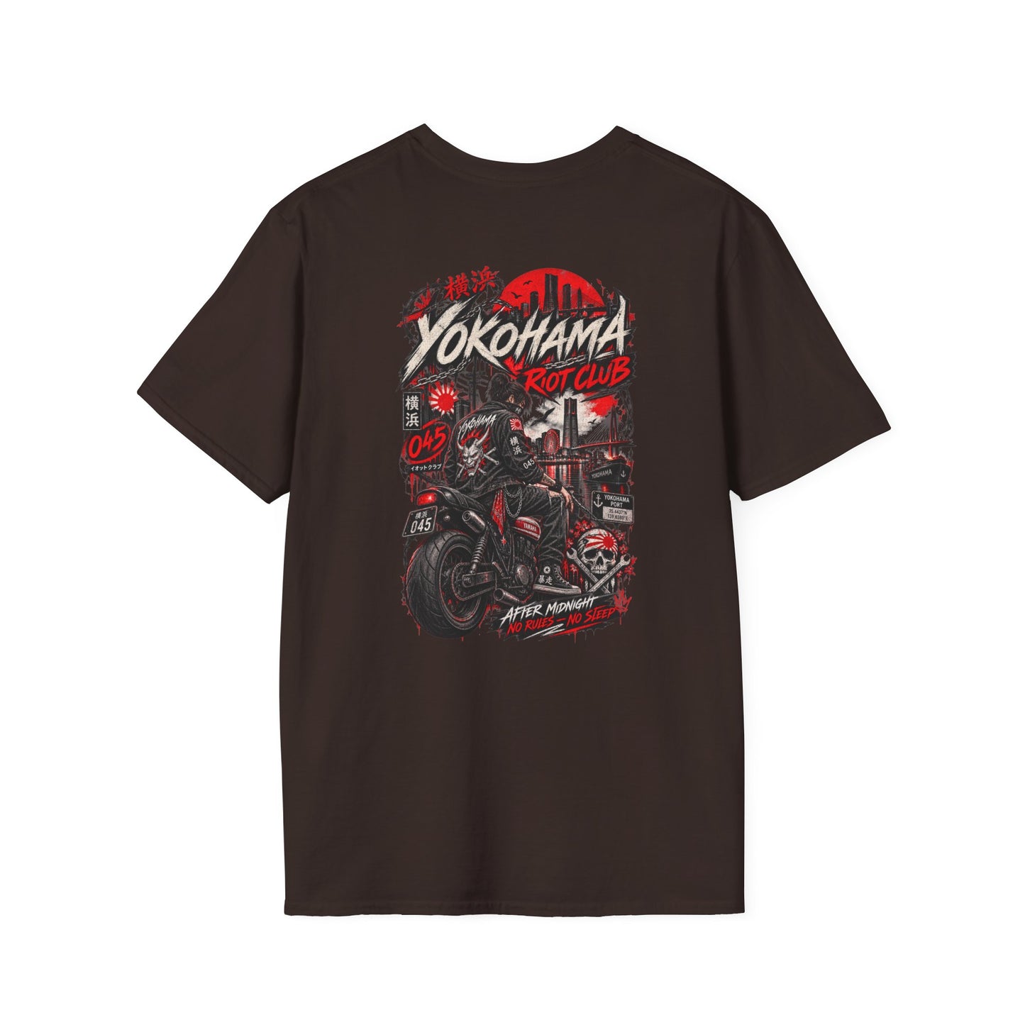Yokohama Night Rider T-Shirt braun — Japan Biker Streetwear Vorderansicht