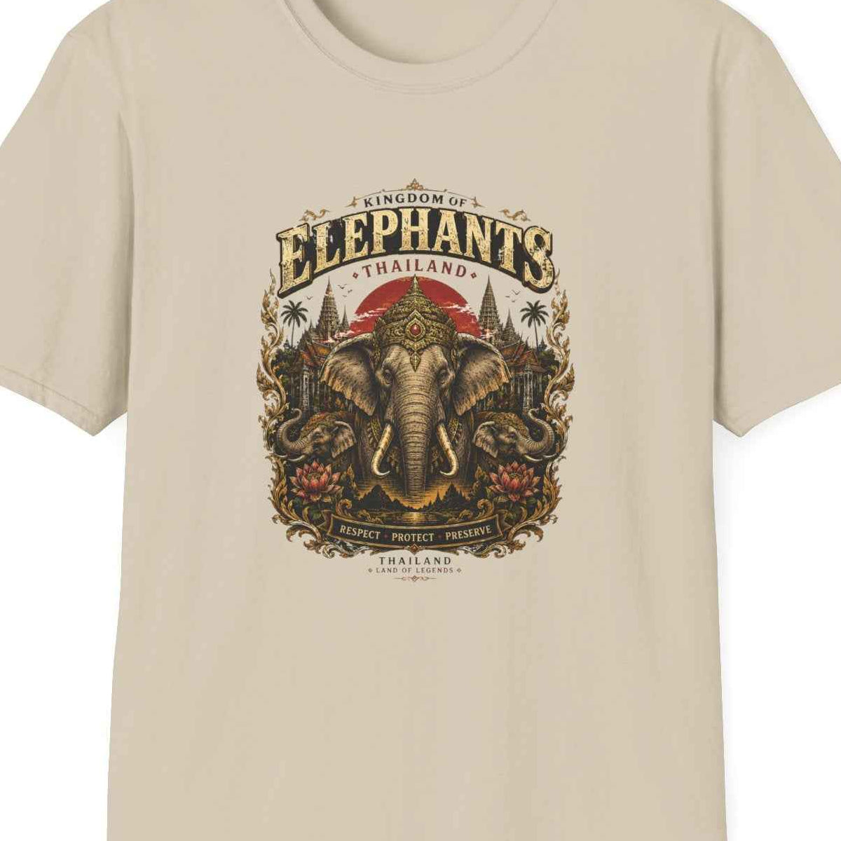 Kingdom of Elephants T-Shirt – Thailand Elefanten Streetwear – Design Nahaufnahme