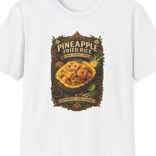 Pineapple Fried Rice T-Shirt — Thai Street Food Grafik Tee Asian Streetwear Herren Damen – Design Nahaufnahme