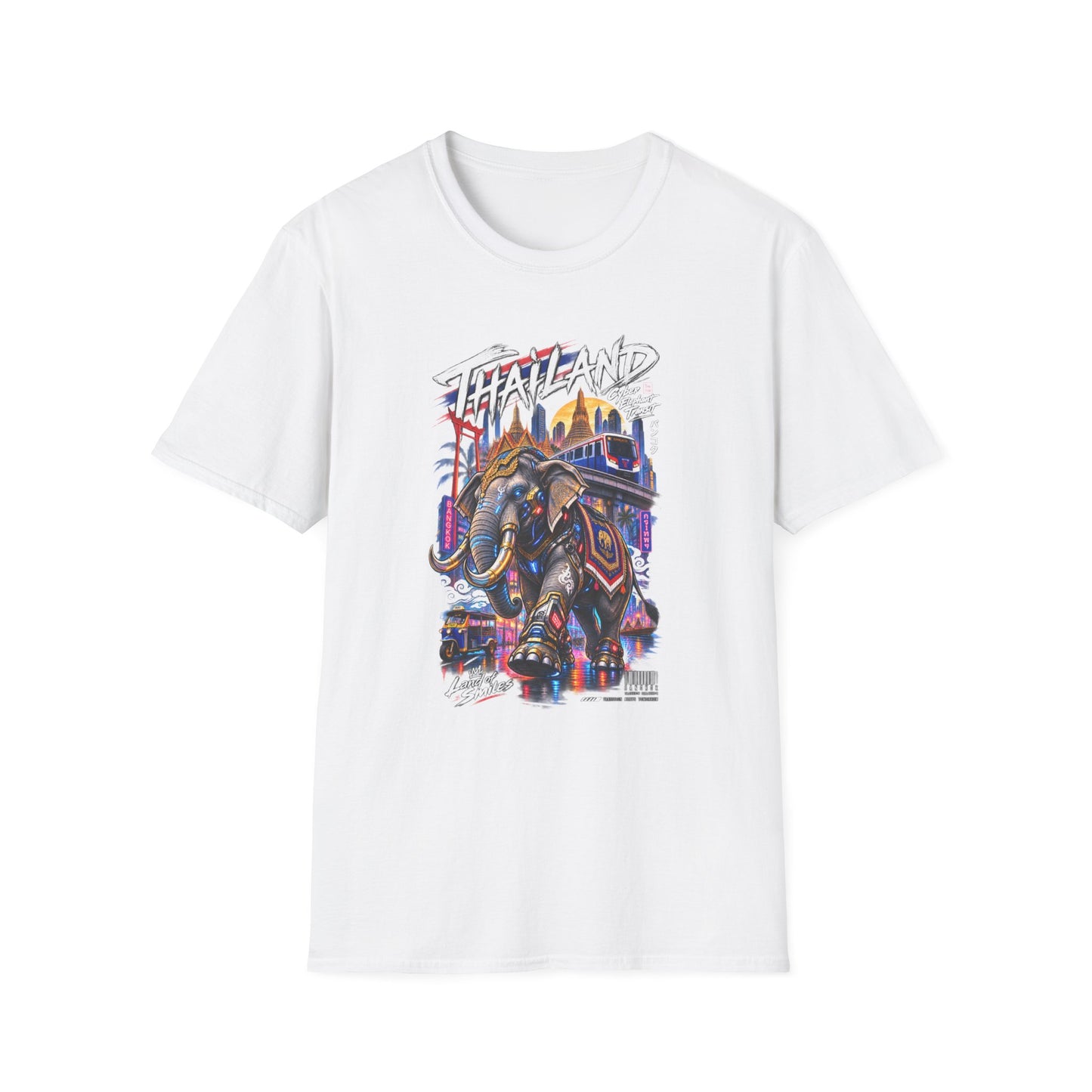 Bangkok Neon Elefant T-Shirt schwarz — Thailand Cyberpunk Graphic Tee Geschenk