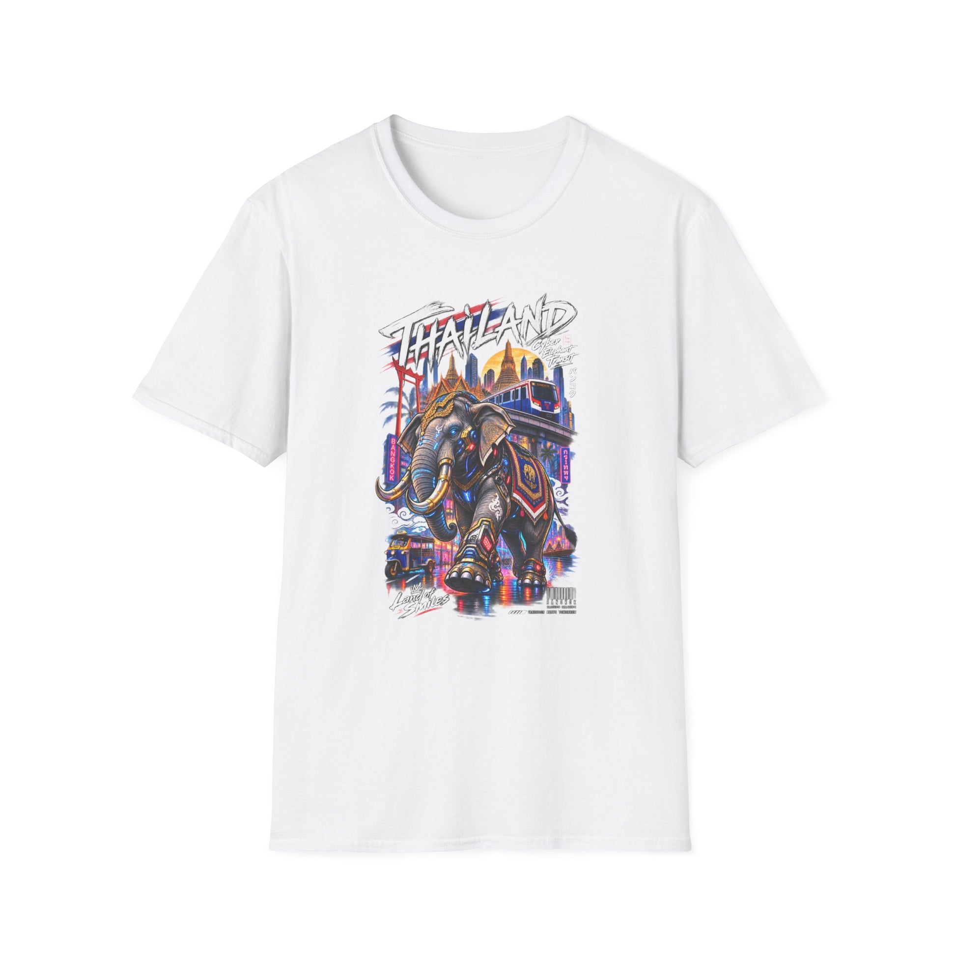 Bangkok Neon Elefant T-Shirt schwarz — Thailand Cyberpunk Graphic Tee Geschenk