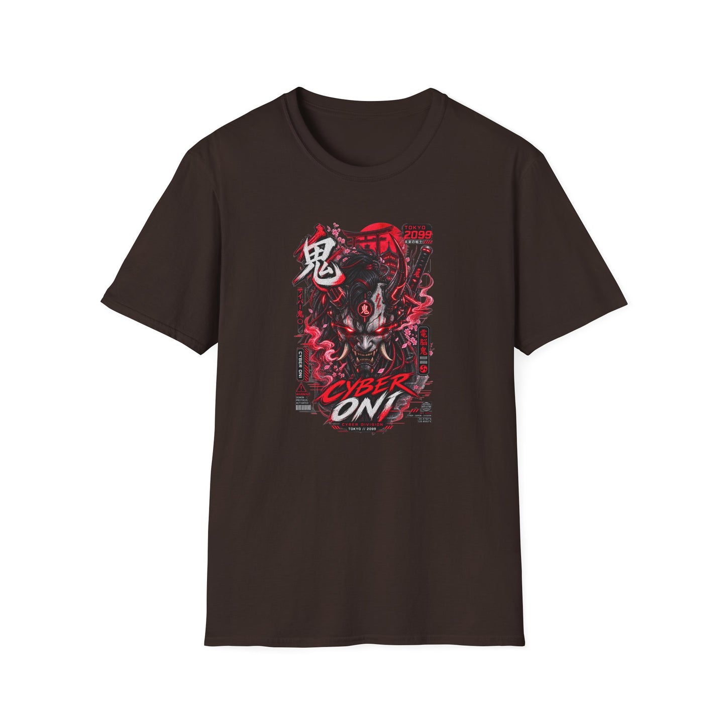 Cyber Oni T-Shirt gefaltet – Japanese Dämon Design Detailansicht