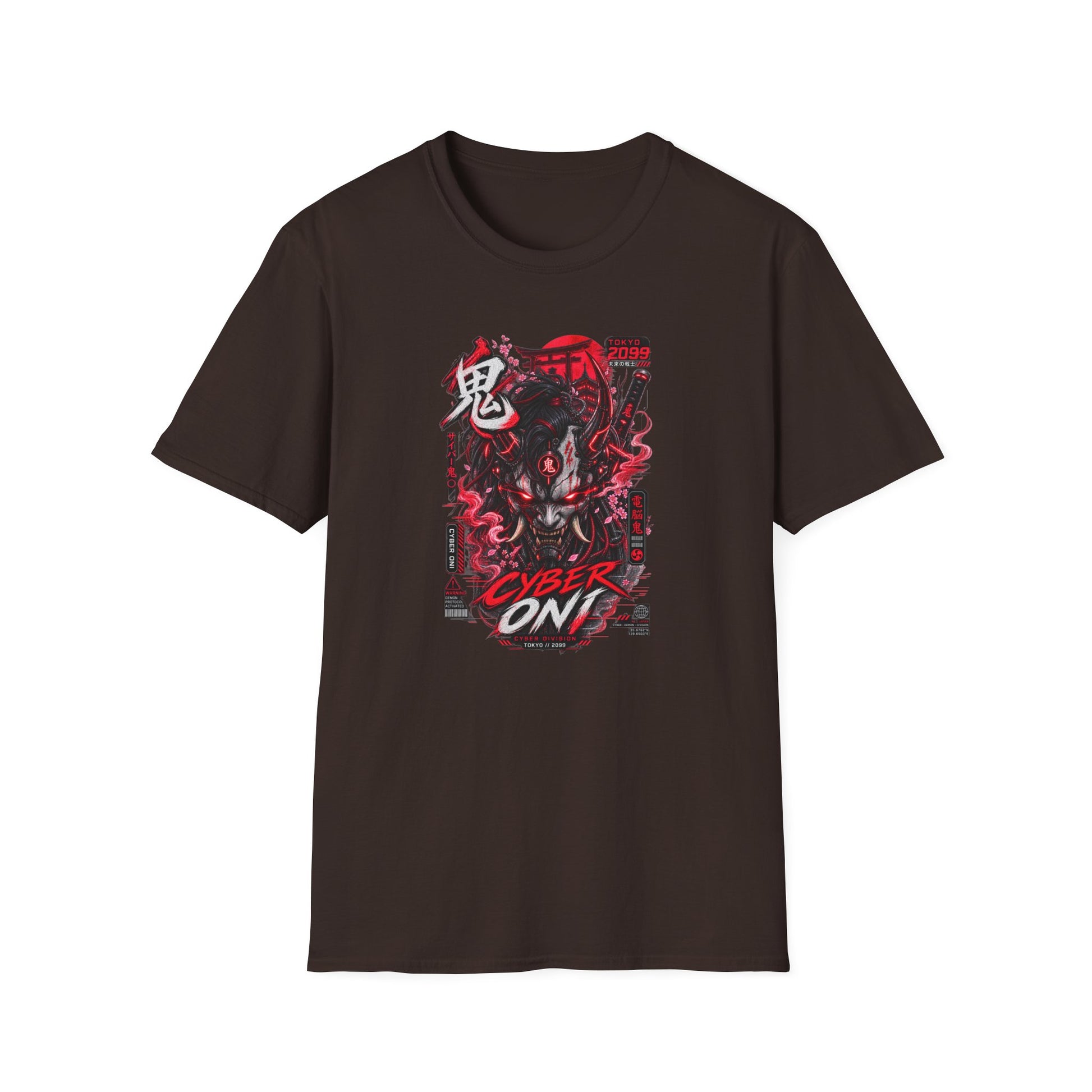 Cyber Oni T-Shirt gefaltet – Japanese Dämon Design Detailansicht