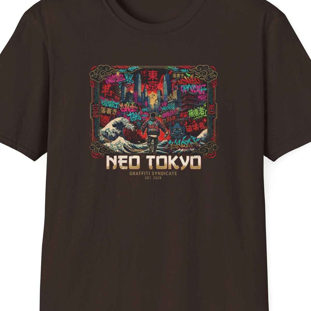 Tokyo Graffiti T-Shirt – Japanese Streetwear Wave Motiv Herren Damen – Design Nahaufnahme