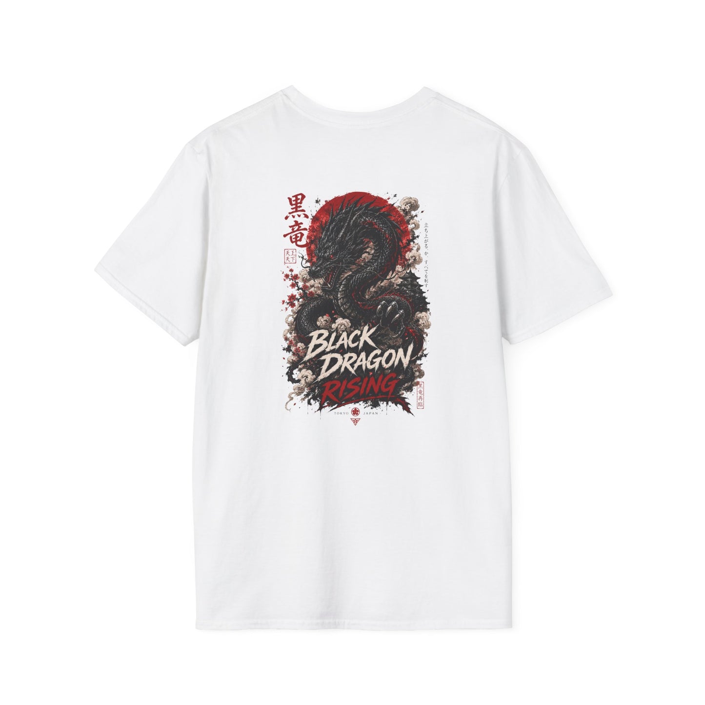 Black Dragon Rising T-Shirt schwarz — Kanji Drachen Graphic Tee Japanese Streetwear Geschenk