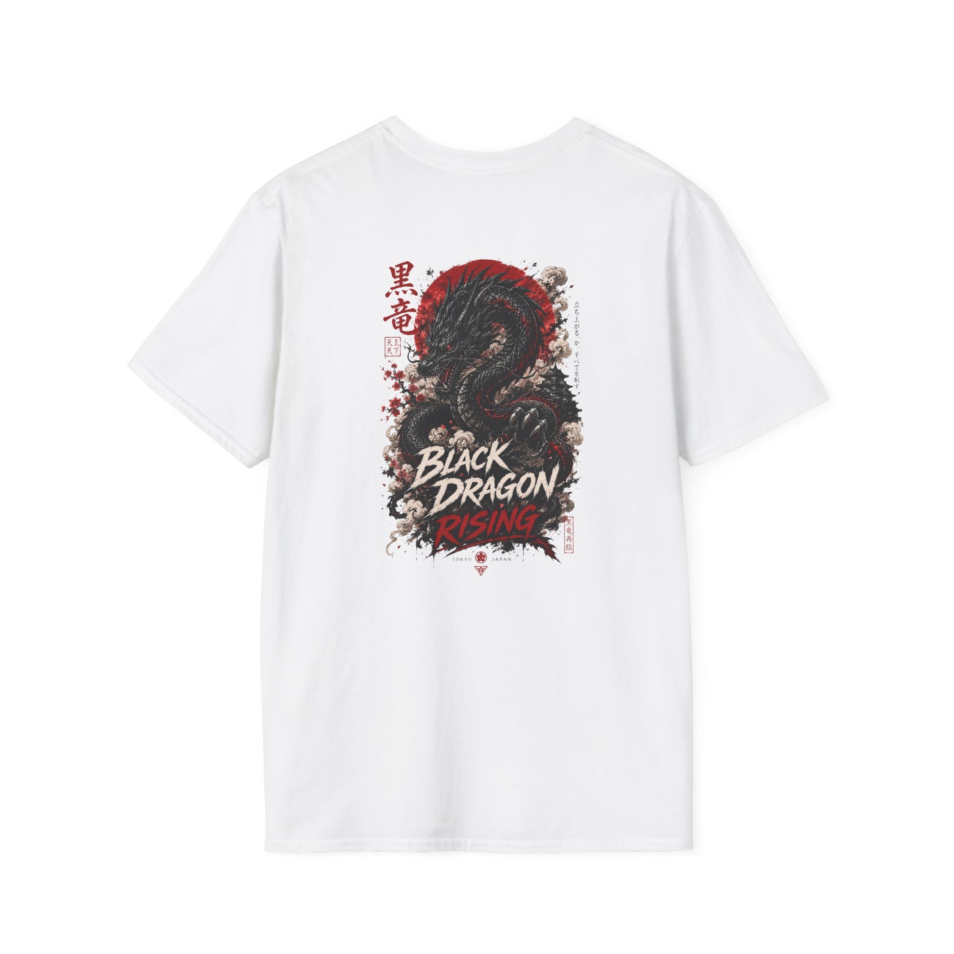 Black Dragon Rising T-Shirt schwarz — Kanji Drachen Graphic Tee Japanese Streetwear Geschenk