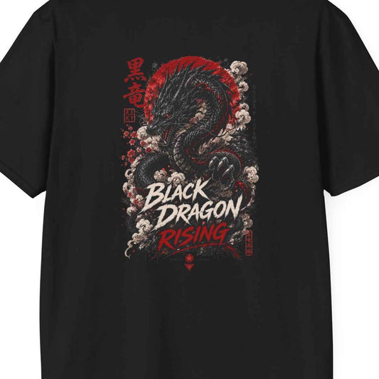Black Dragon Rising T-Shirt — Japanese Streetwear Drachen Motiv Herren Damen