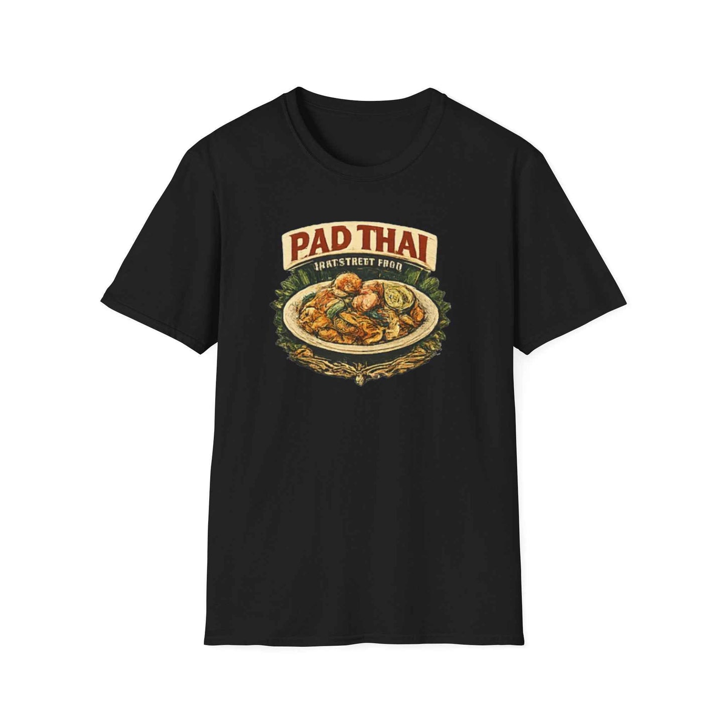 Pad Thai T-Shirt schwarz — Thai Street Food Streetwear Vorderansicht