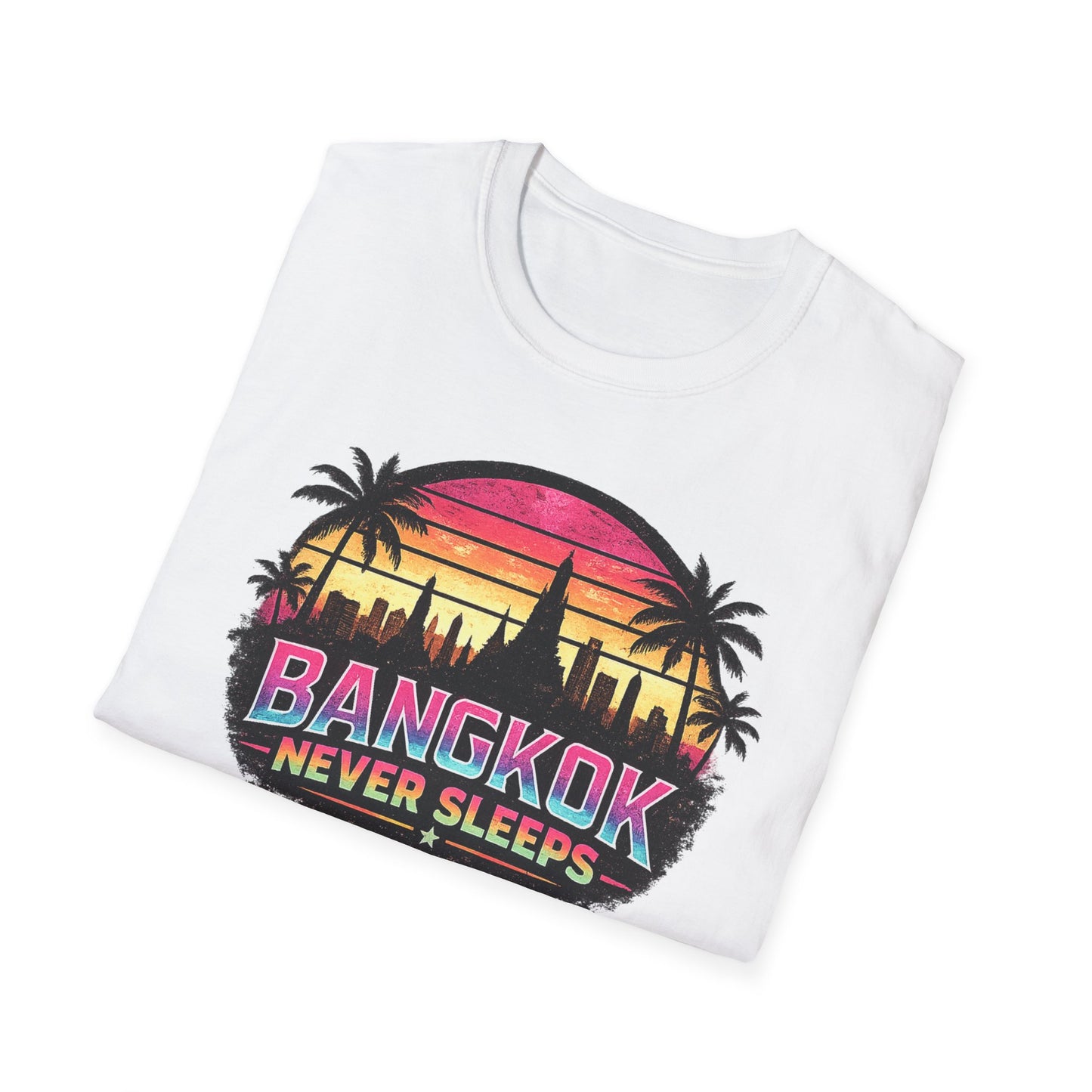 Bangkok Never Sleeps T-Shirt Dark Heather Retro Thailand Bangkok Graphic Tee