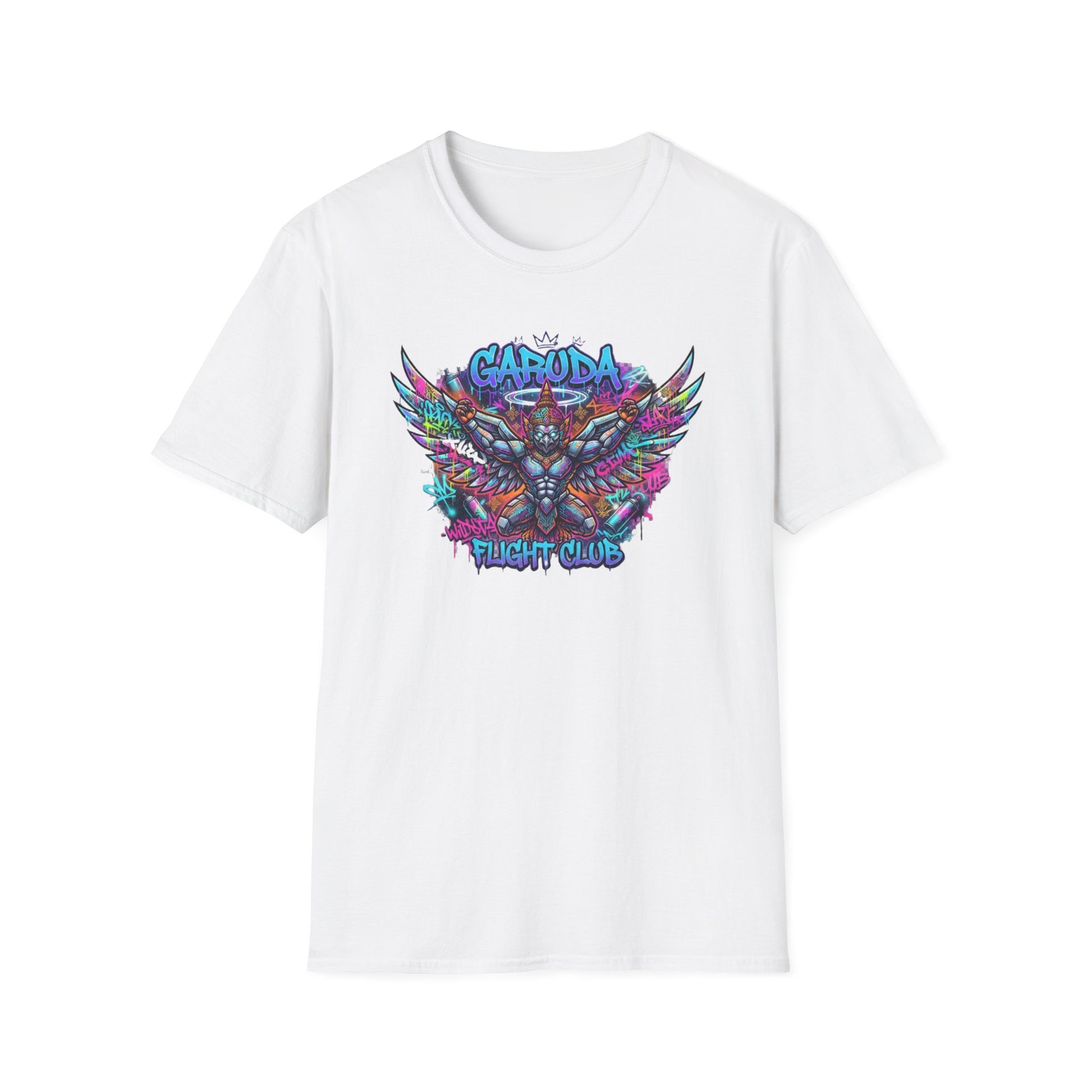 Garuda T-Shirt weiss - Thai Streetwear Graphic Tee Neon Design