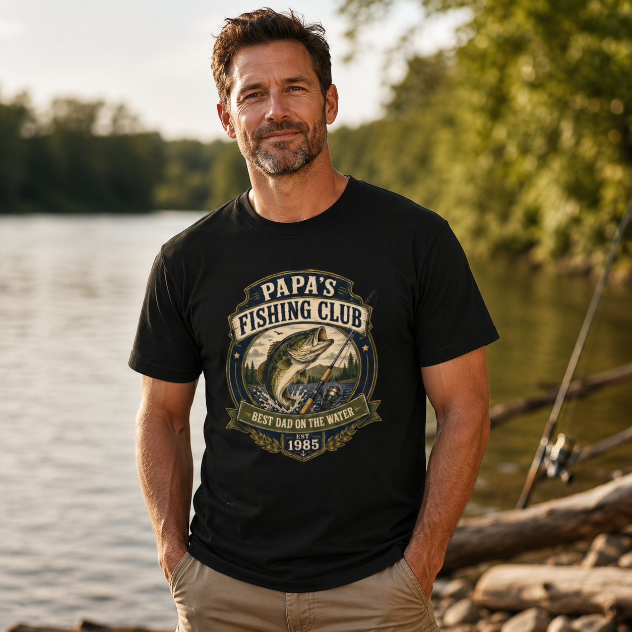 Papa's Fishing Club Angler T-Shirt – Bester Papa am Wasser, Vatertagsgeschenk