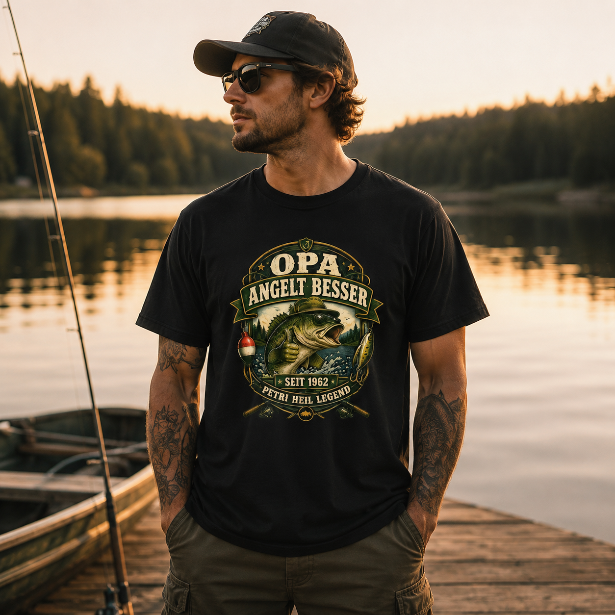 Opa angelt besser T-Shirt – Petri Heil Angler Geschenk für Opa & Papa | Vatertag & Geburtstag