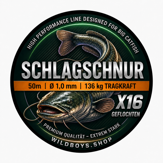 Schlagschnur Wels 1,0mm | 16-fach geflochten & abriebfest | 136kg Rot – Angelschnur Detailansicht