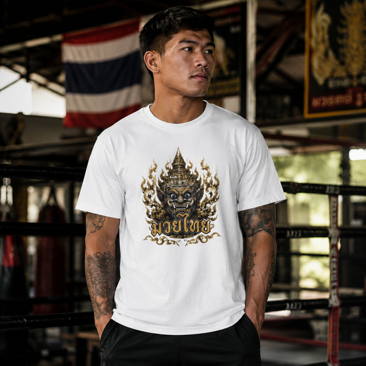 Muay Thai Yaksha Guardian T-Shirt – Thai Boxing Streetwear Dämonen Maske Graphic Tee