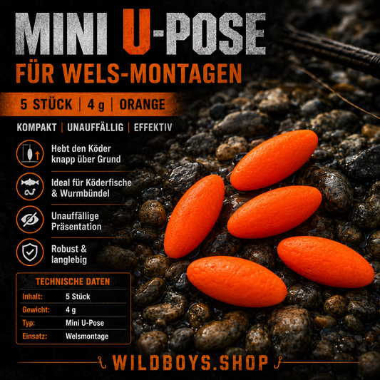 Mini U-Pose Wels 4g Orange 5 Stück — Unterwasserpose für Welsmontagen | Wild Boys Fishing – Pose von Wild Boys Fishing