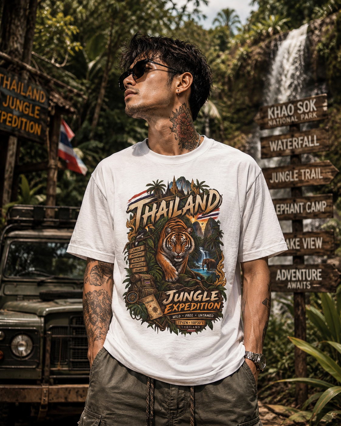 Tiger Dschungel T-Shirt Thailand – Streetwear Herren Damen