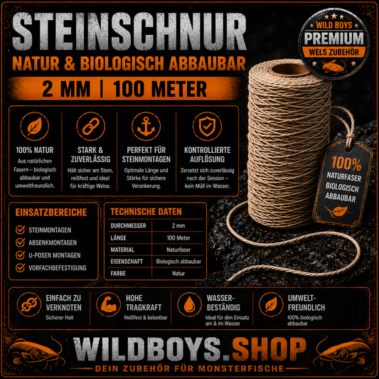 Steinschnur 2mm 100m Naturfaser — Biologisch Abbaubar für Waller Steinmontagen