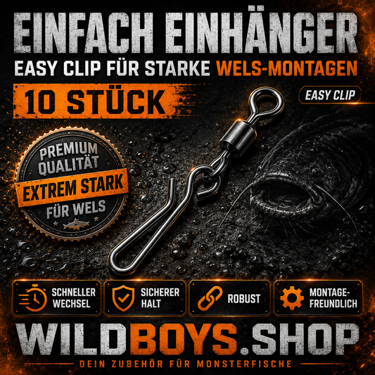 Einhänger Easy Clip mit Wirbel 10 Stück – Schnellwechsel-Clip für Wallermontagen
