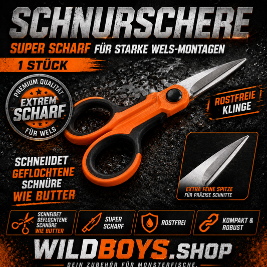 Schnurschere Angeln rostfrei – super scharf für geflochtene Schnüre, Waller-Werkzeug